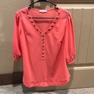 Coral Blouse Top with stud detail